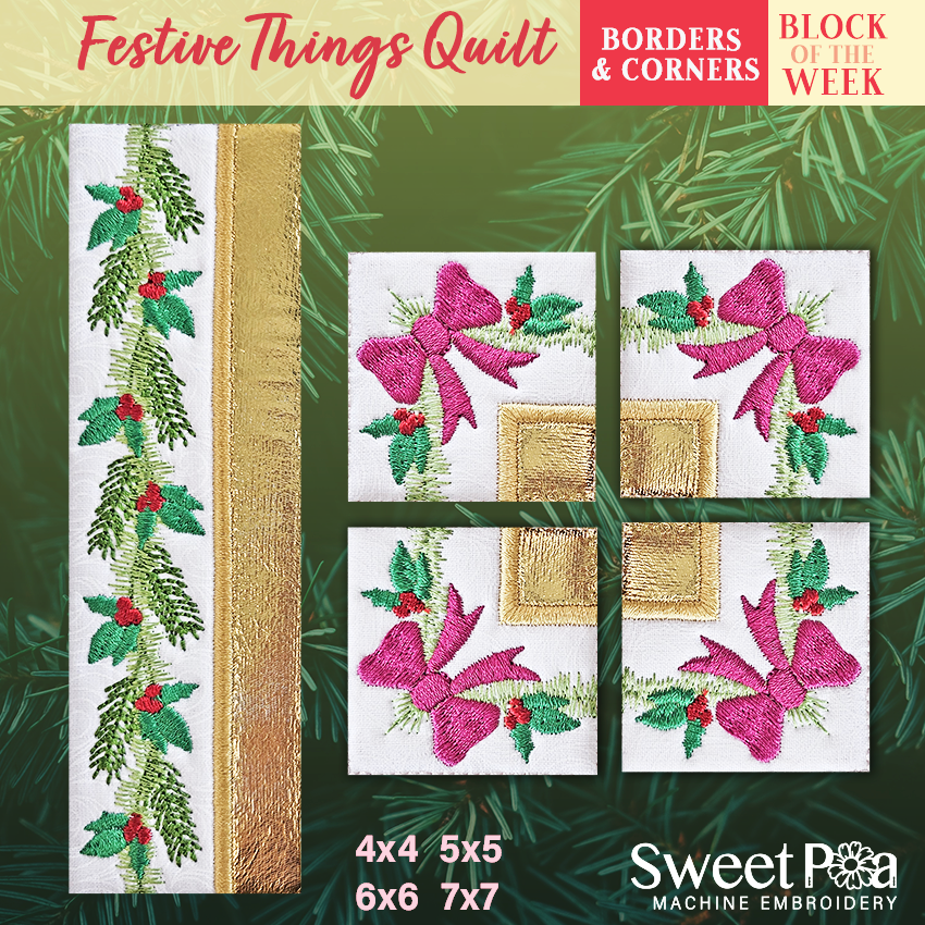 BOW Christmas Festive Things Quilt - Border & Corner Blocks