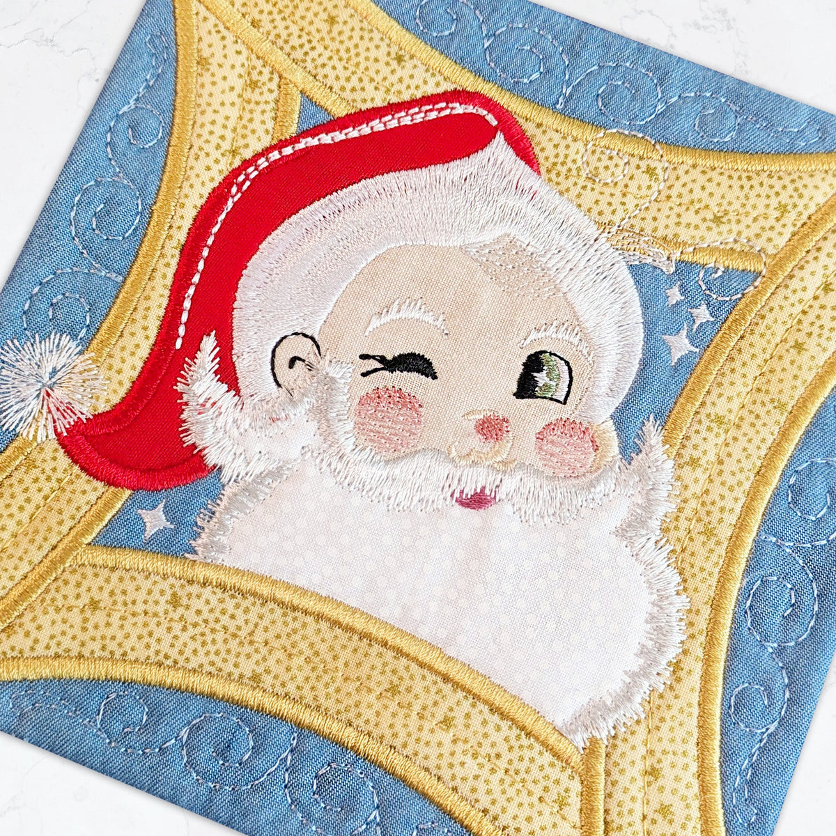close up of santa block in 2026 christmas bow