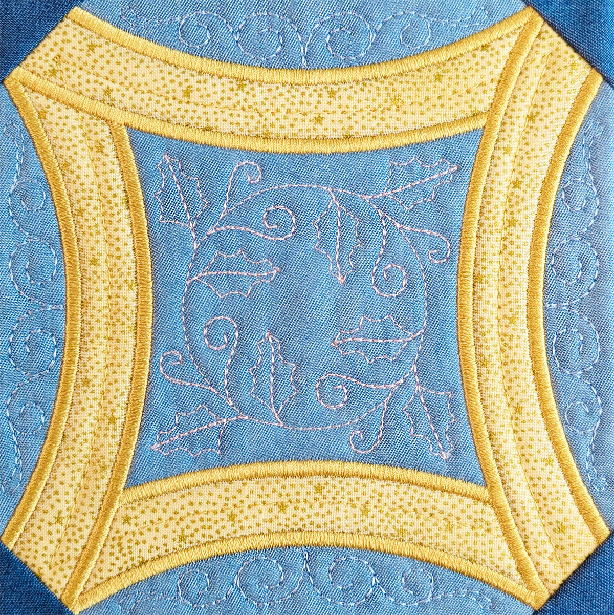 Merry-Go-Round Christmas Quilt - Bonus Block In the hoop machine embroidery designs
