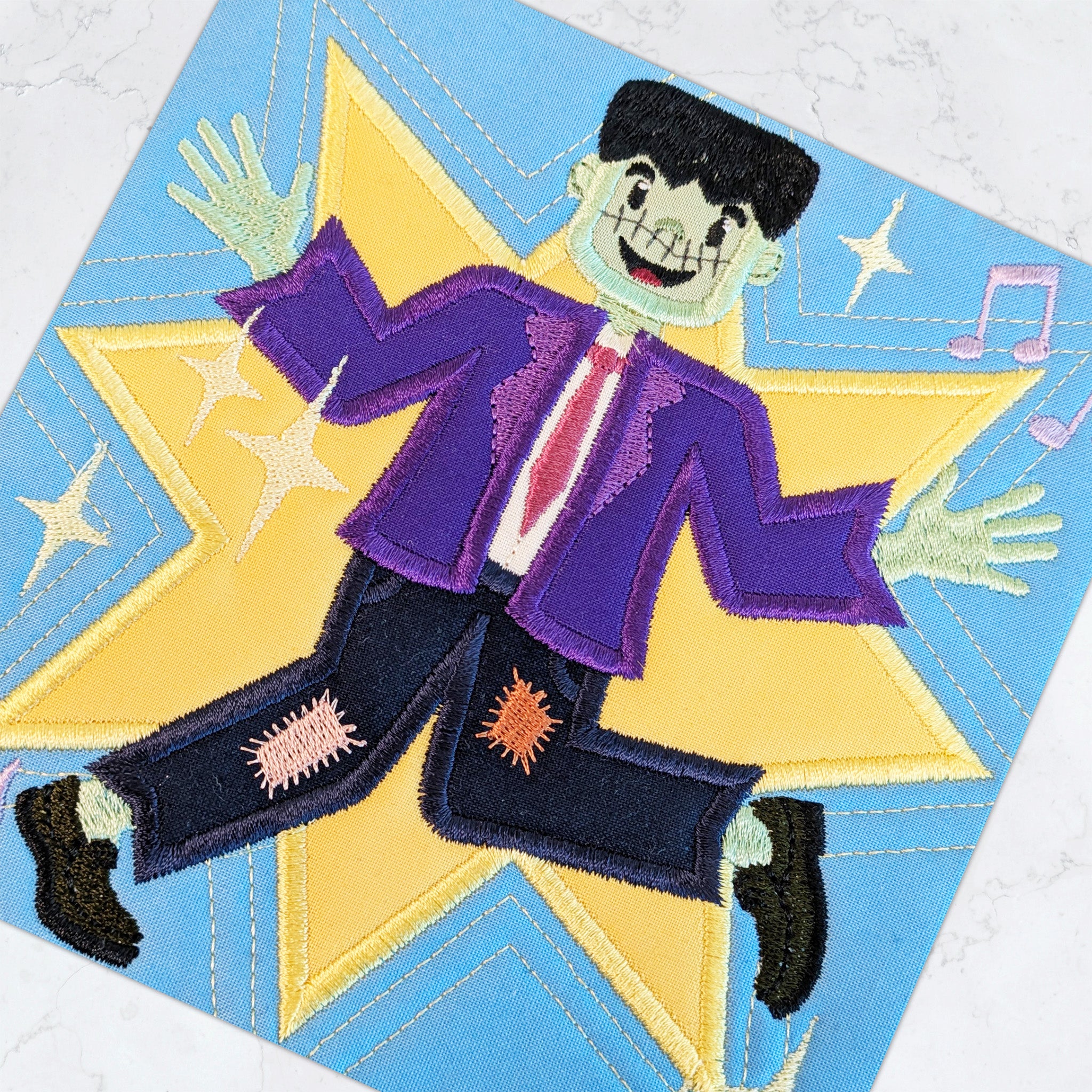 BOW Monster Dance Quilt - Block 9 In the hoop machine embroidery designs