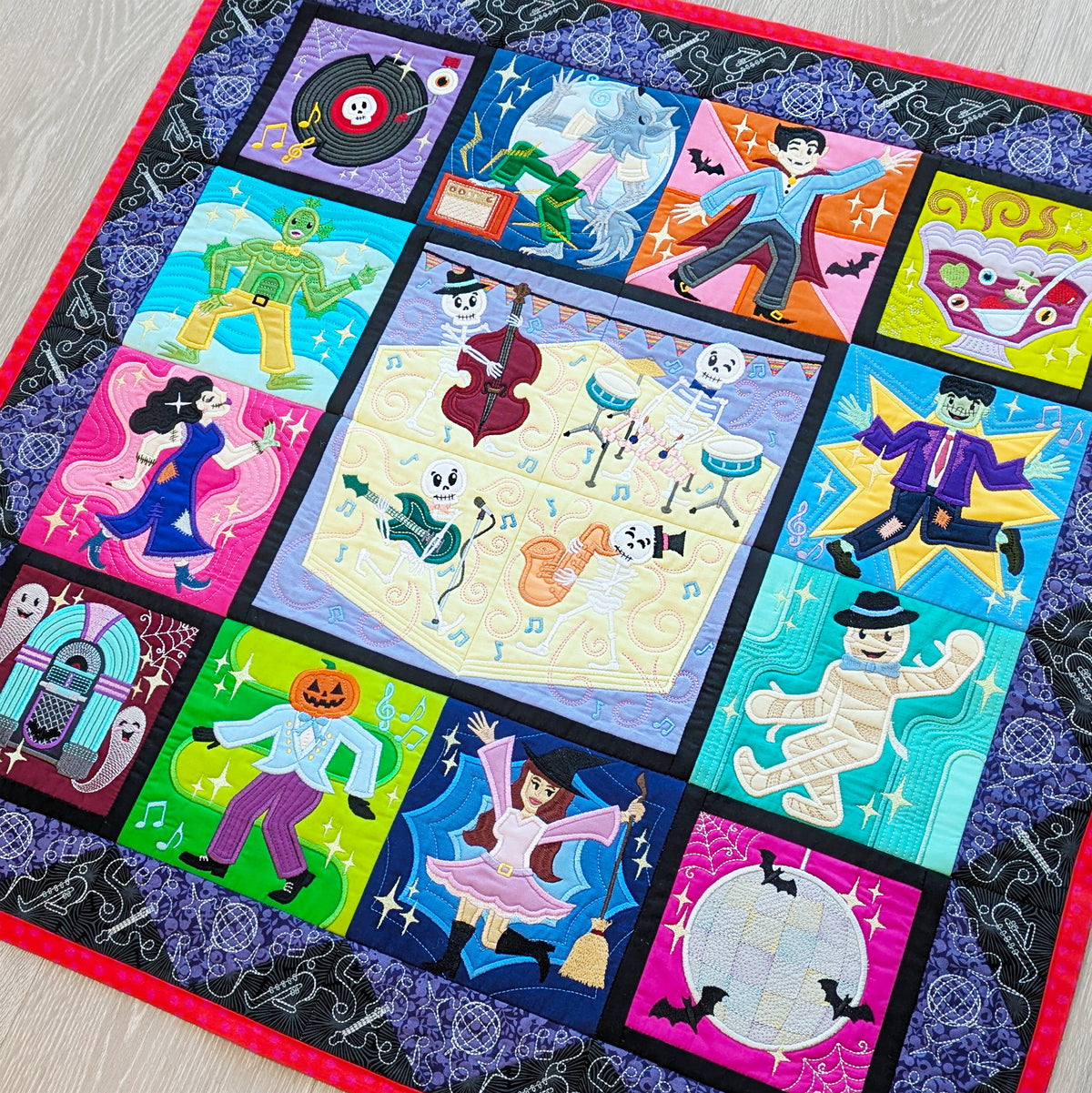 BOW Monster Dance Quilt - Bulk Pack In the hoop machine embroidery designs