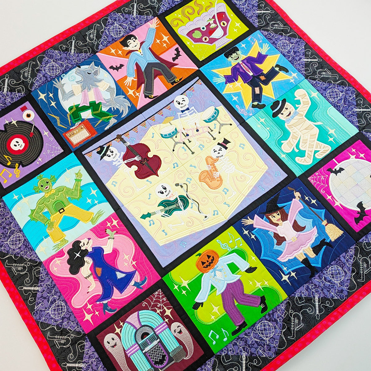 BOW Monster Dance Quilt - Bulk Pack In the hoop machine embroidery designs