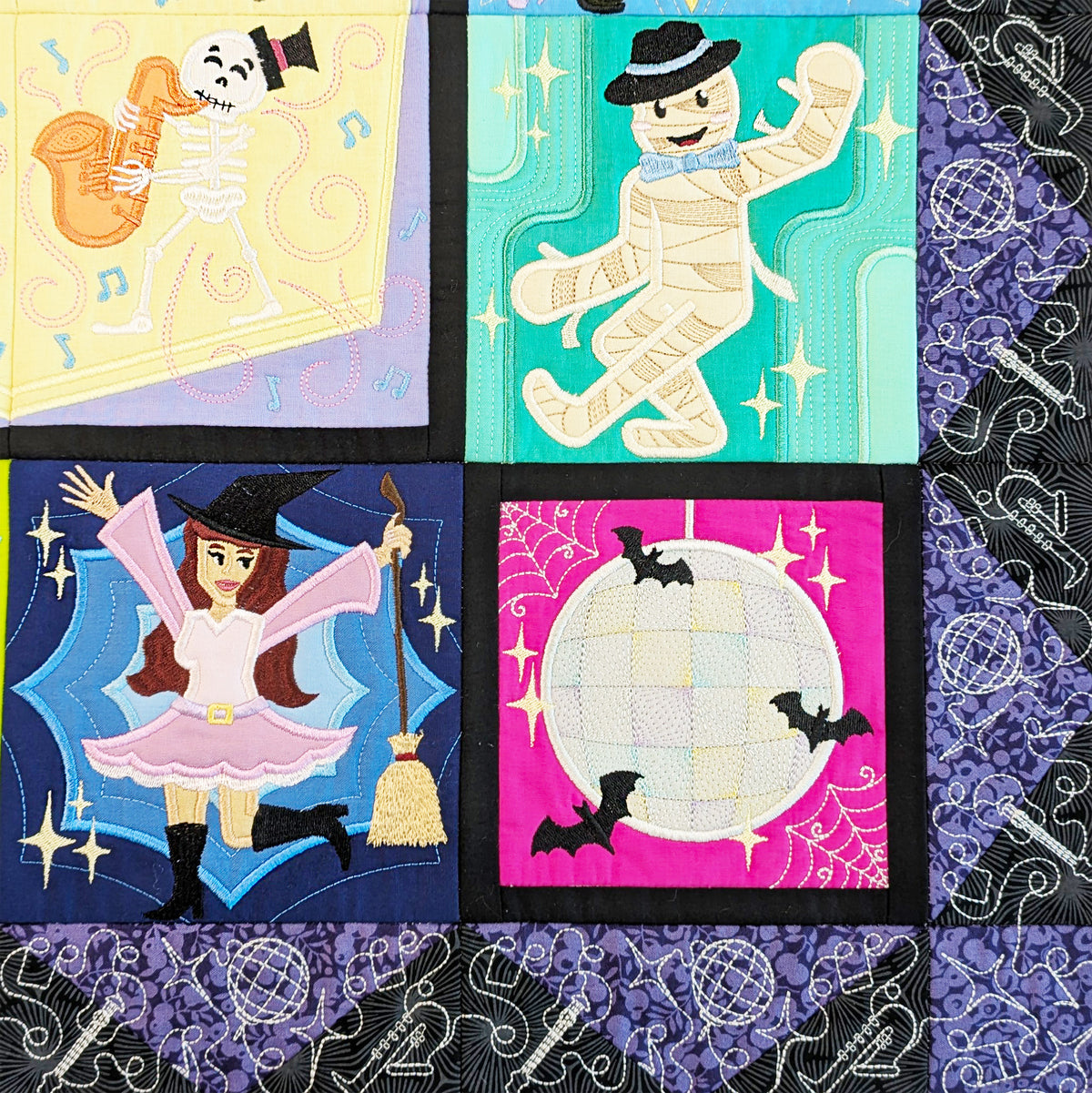 BOW Monster Dance Quilt - Bulk Pack In the hoop machine embroidery designs