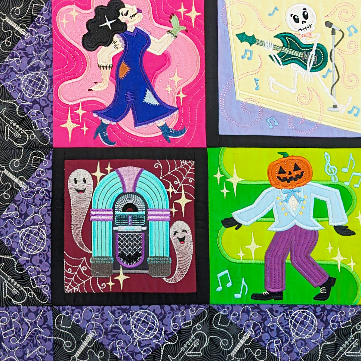 BOW Monster Dance Quilt - Bulk Pack In the hoop machine embroidery designs