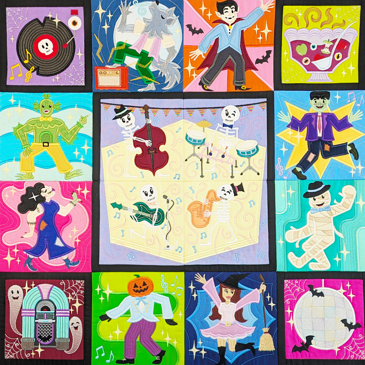BOW Monster Dance Quilt - Bulk Pack In the hoop machine embroidery designs