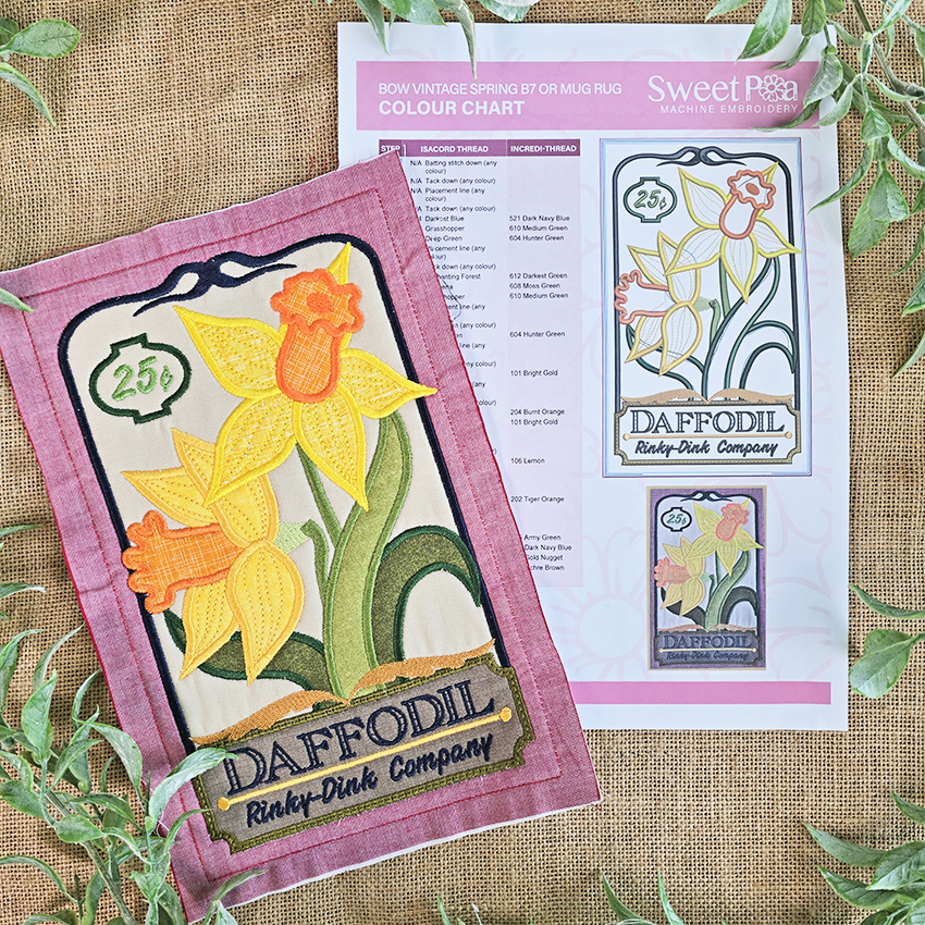 BOW Vintage Spring Quilt - Block 7 In the hoop machine embroidery designs