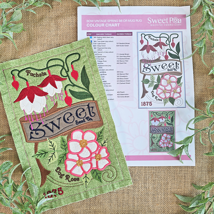 BOW Vintage Spring Quilt - Block 8 In the hoop machine embroidery designs