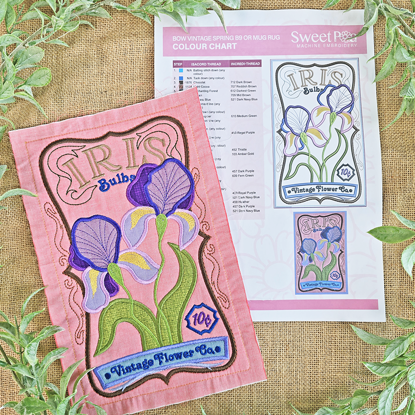 BOW Vintage Spring Quilt - Block 9 In the hoop machine embroidery designs