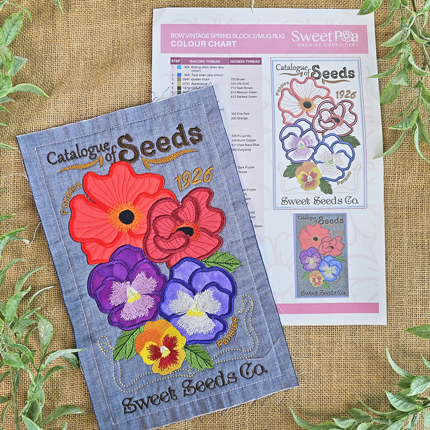 BOW Vintage Spring Quilt - Block 2 In the hoop machine embroidery designs