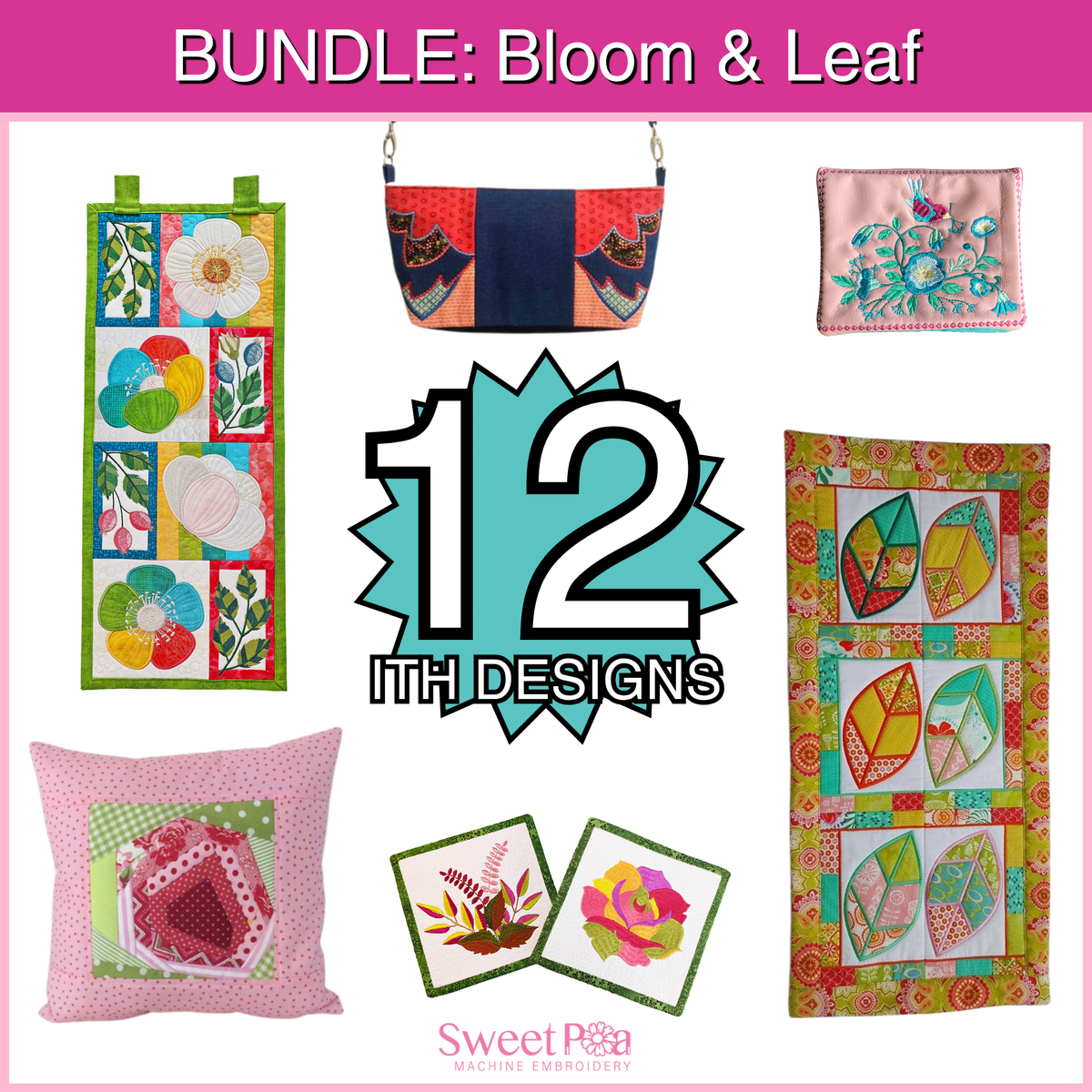 BUNDLE: Bloom & Leaf In the hoop machine embroidery designs