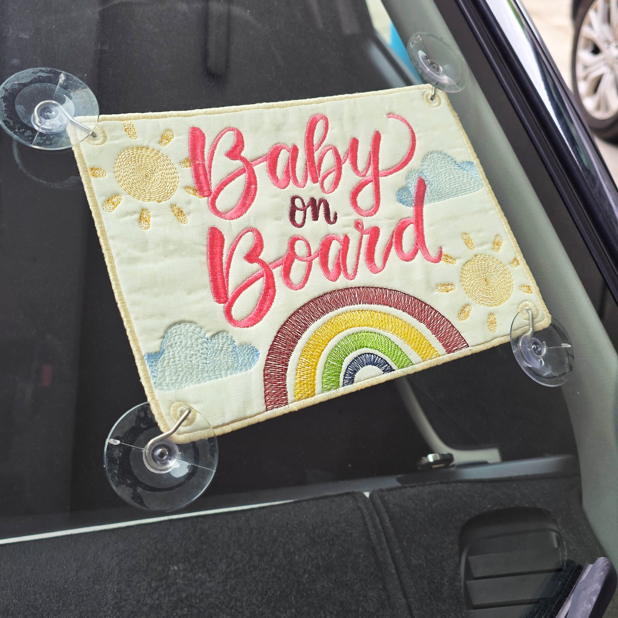 Baby On Board Car Sign In the hoop machine embroidery designs