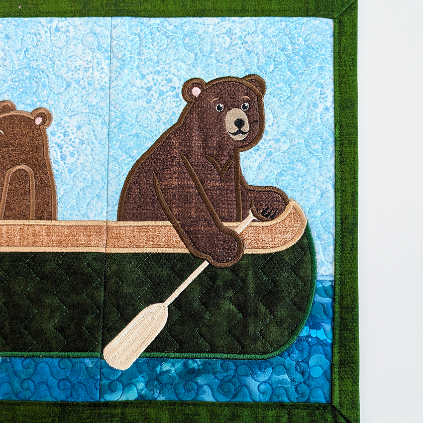 Bears Family Outing Table Runner In the hoop machine embroidery designs