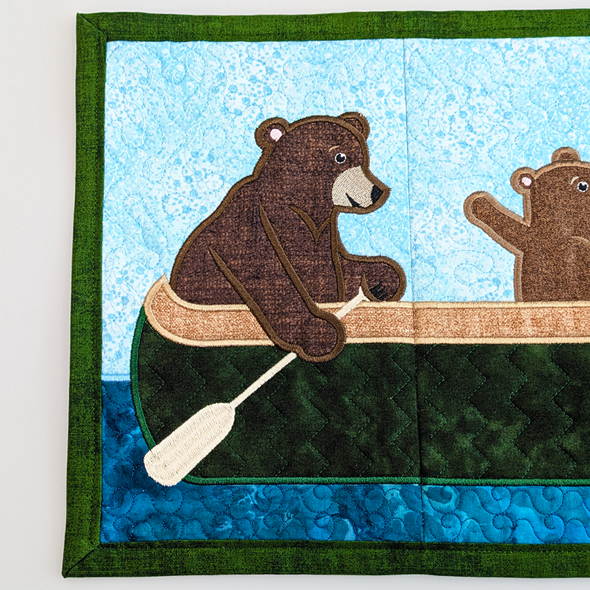 Bears Family Outing Table Runner In the hoop machine embroidery designs