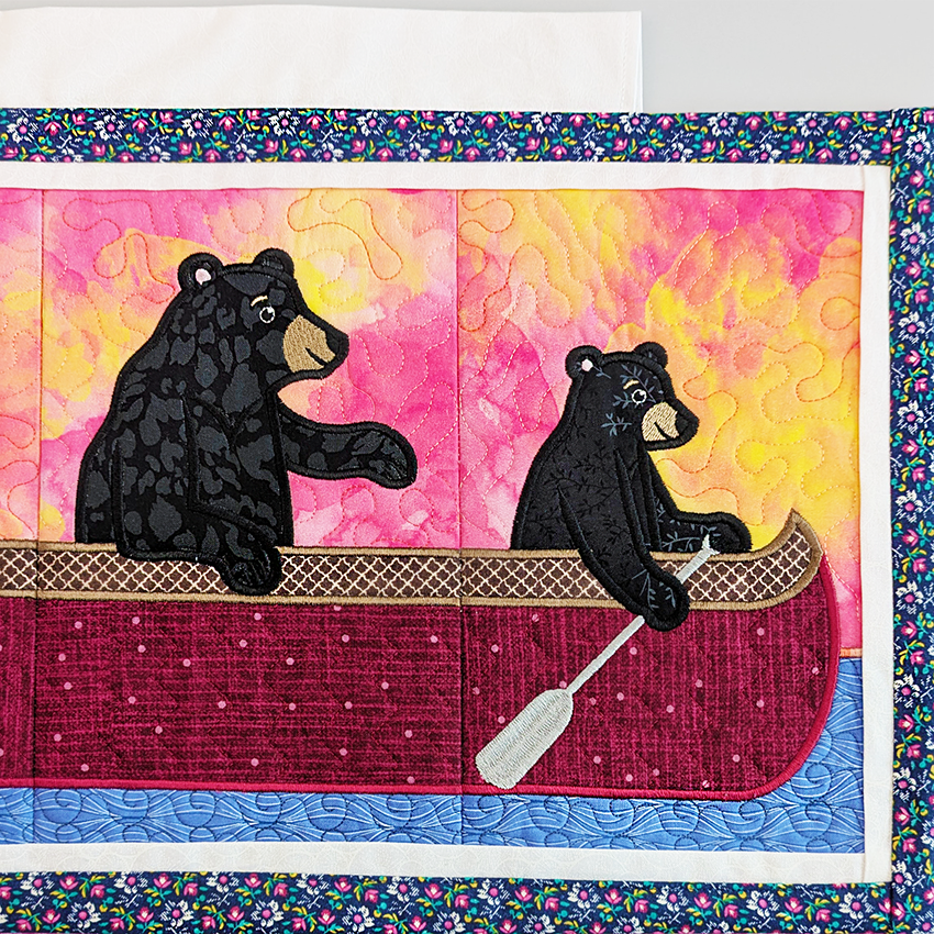 Bears Family Outing Table Runner In the hoop machine embroidery designs