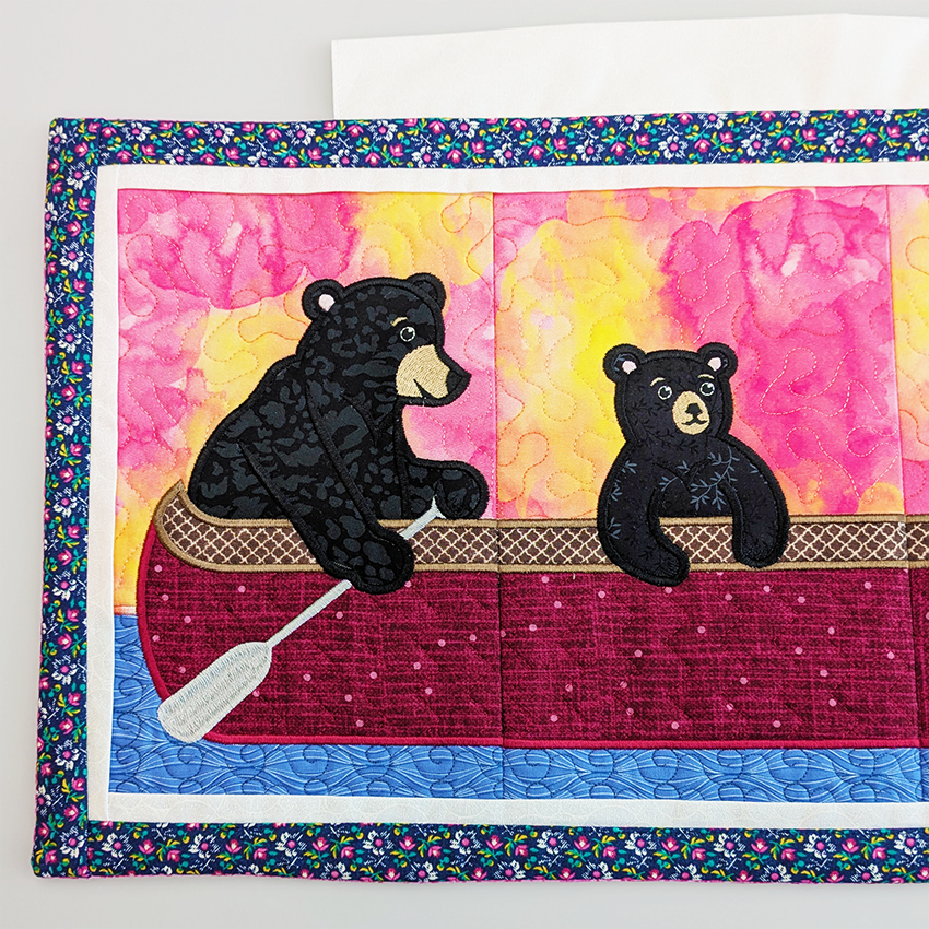 Bears Family Outing Table Runner In the hoop machine embroidery designs
