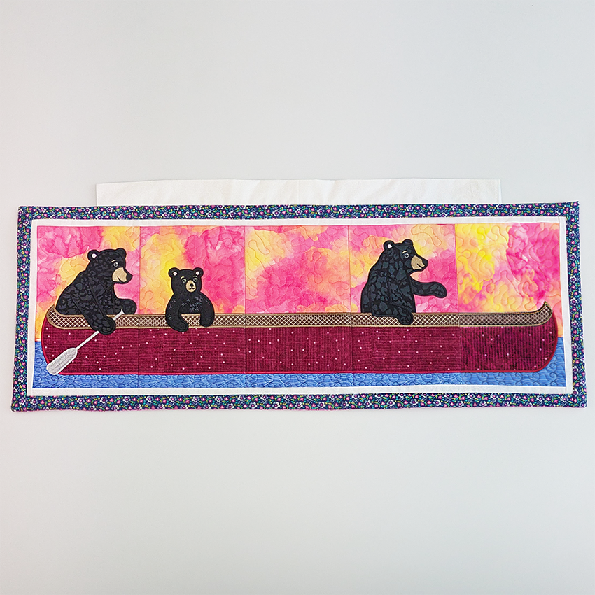 Bears Family Outing Table Runner In the hoop machine embroidery designs