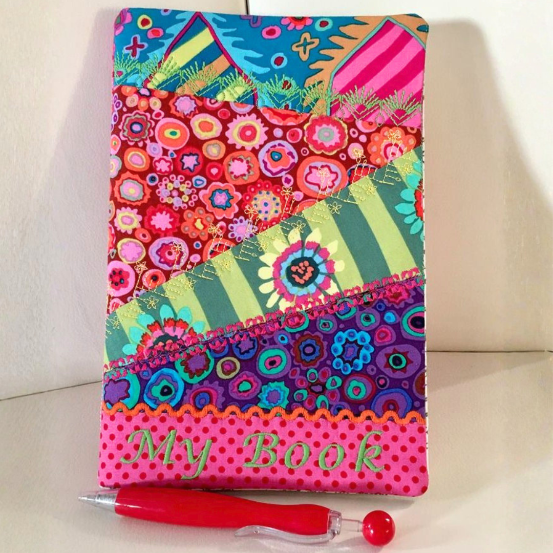 Crazy Patchwork Book Cover In the hoop machine embroidery designs