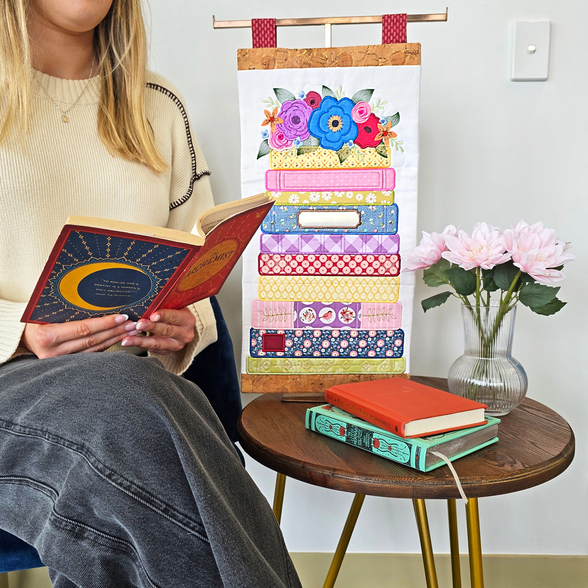 Book Stack Hanger In the hoop machine embroidery designs