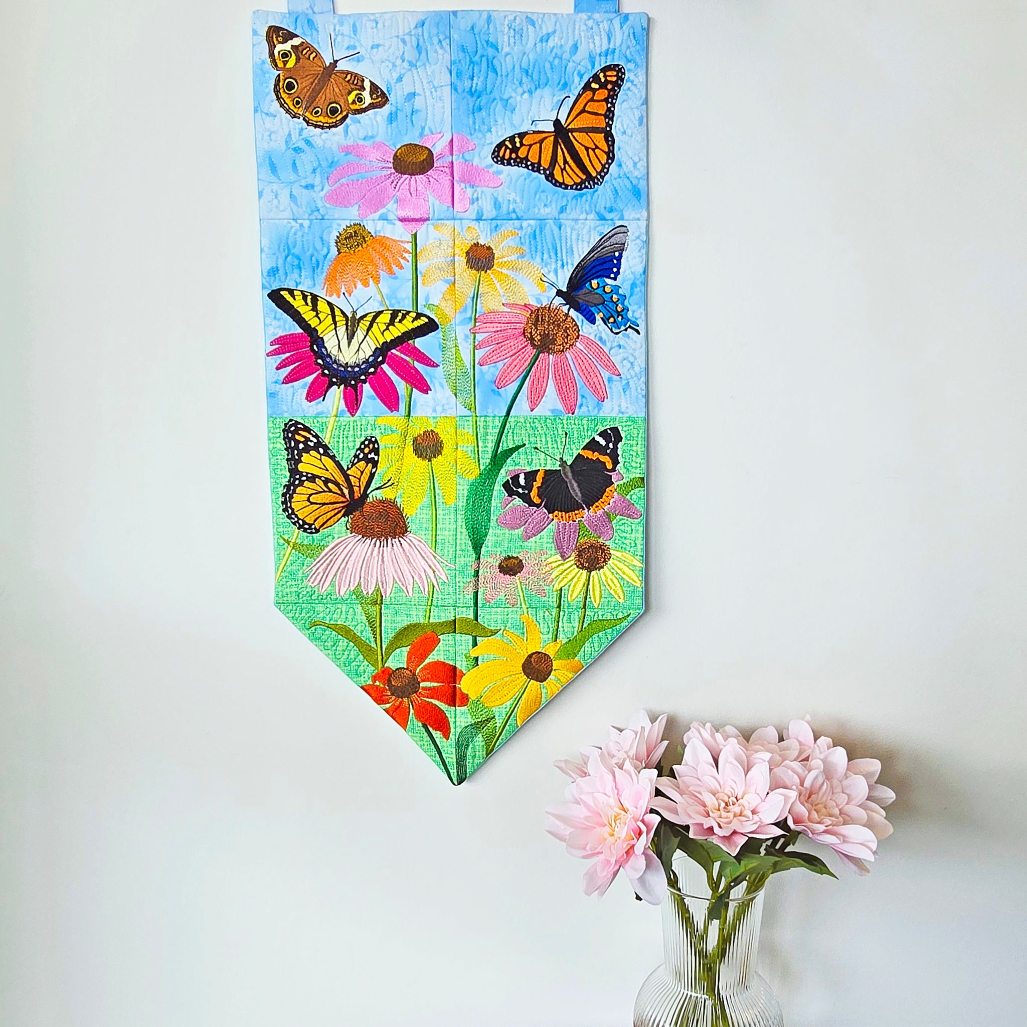 Butterfly Garden Hanger In the hoop machine embroidery designs