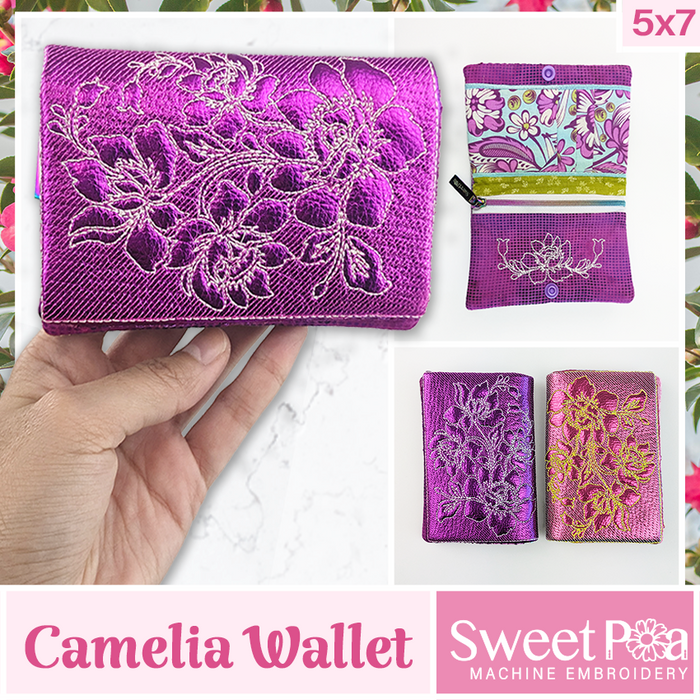 Camelia Wallet 5x7 ITH machine embroidery design