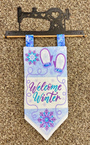 Welcome Winter Flag 5x7 6x10 7x12 - Sweet Pea In The Hoop Machine Embroidery Design