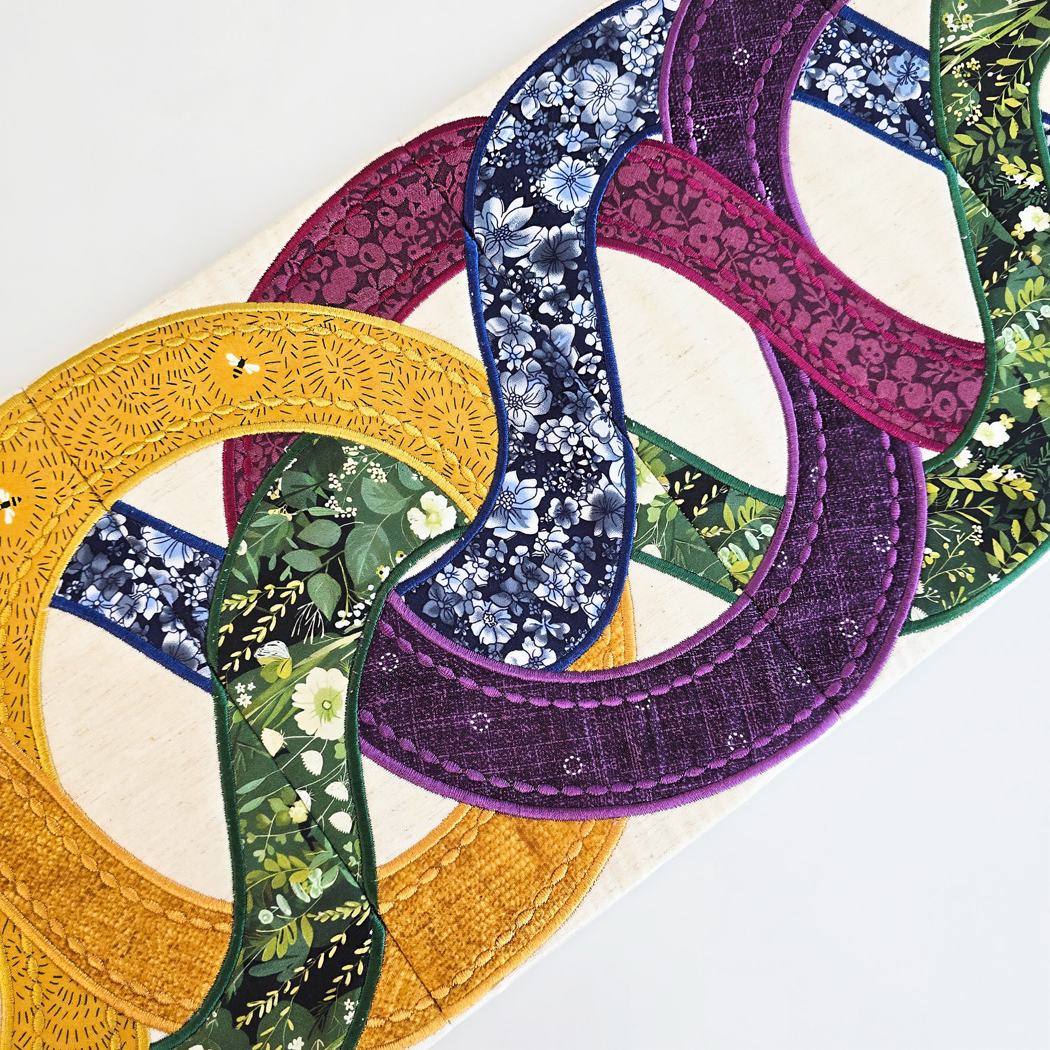 close up of colourful celtic braids sample with no redwork 2