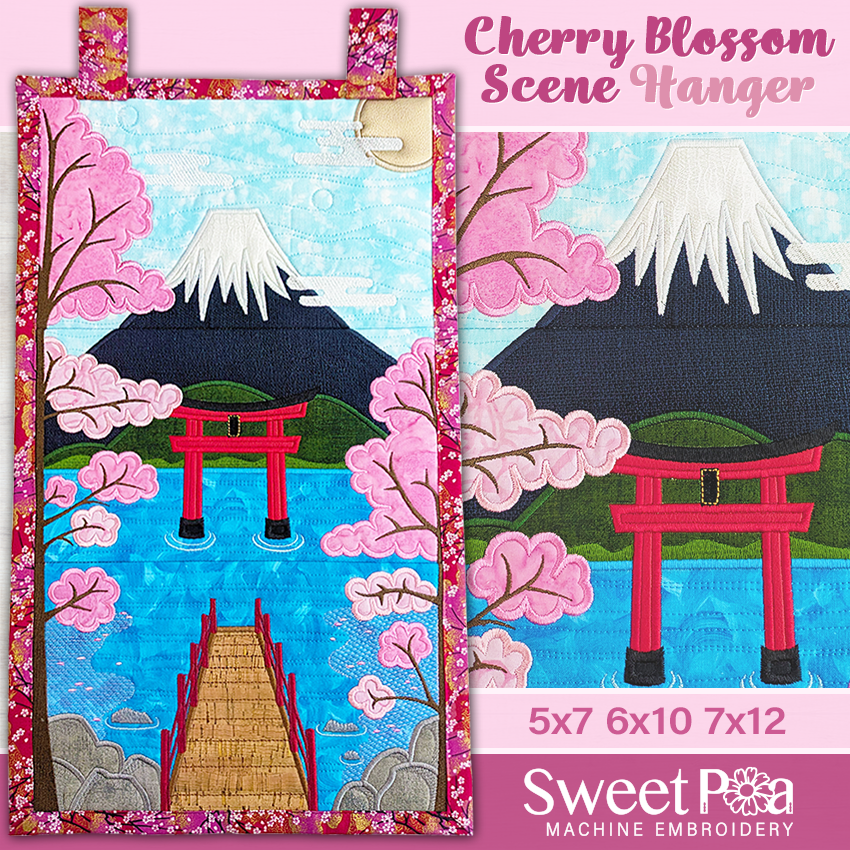 Cherry Blossom Hanger 5x7 6x10 7x12 In the Hoop