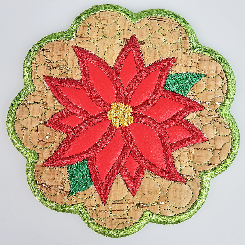 christmas coasters poinsettia close up