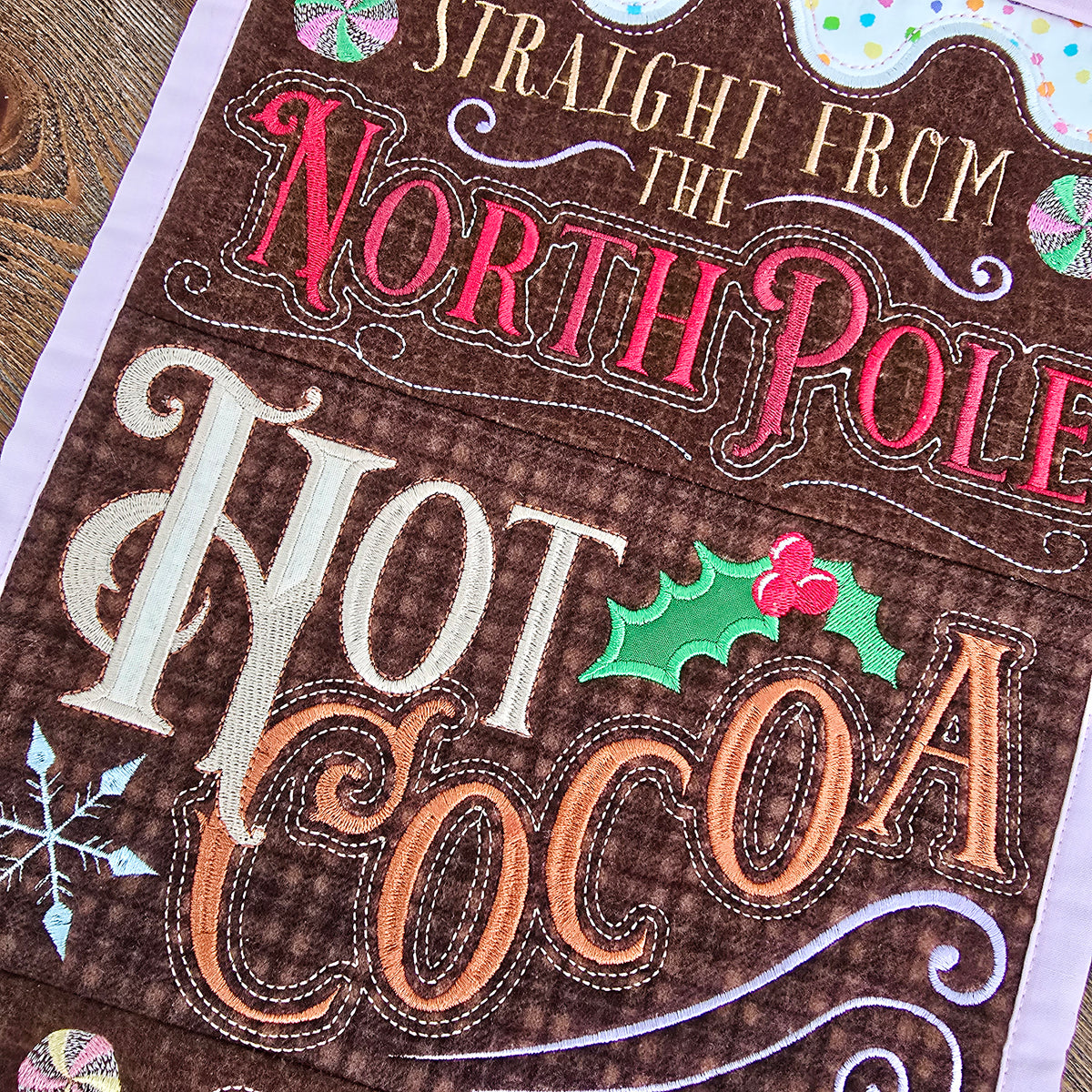 Christmas Hot Cocoa Hanger In the hoop machine embroidery designs