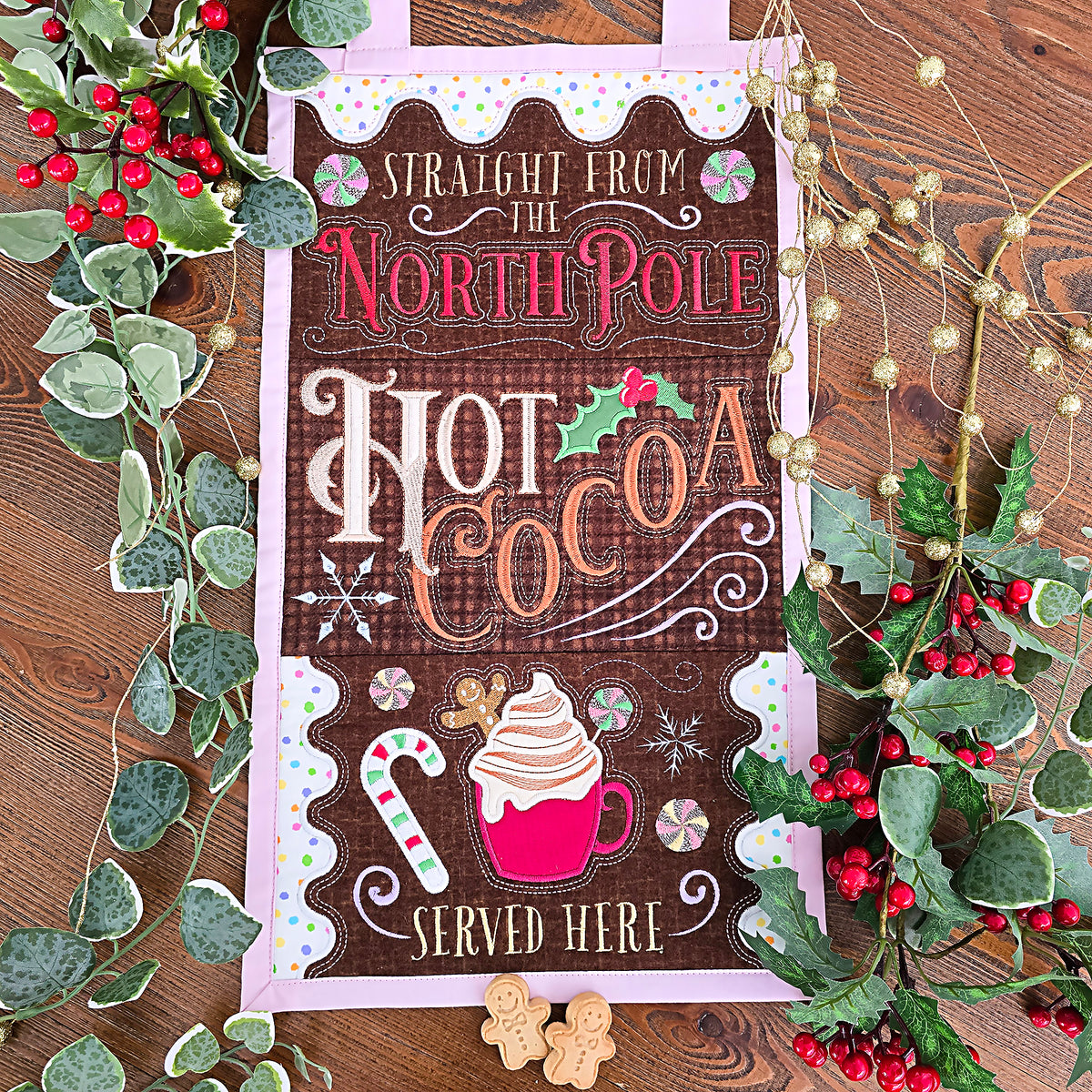 Christmas Hot Cocoa Hanger In the hoop machine embroidery designs