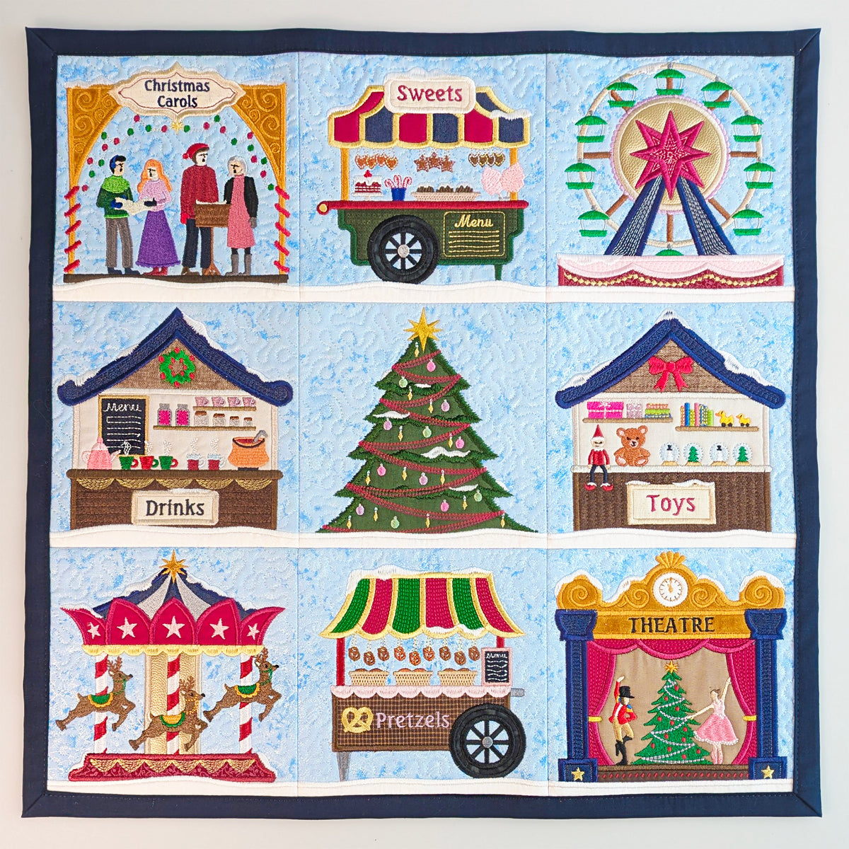 Christmas Market Quilt In the hoop machine embroidery designs