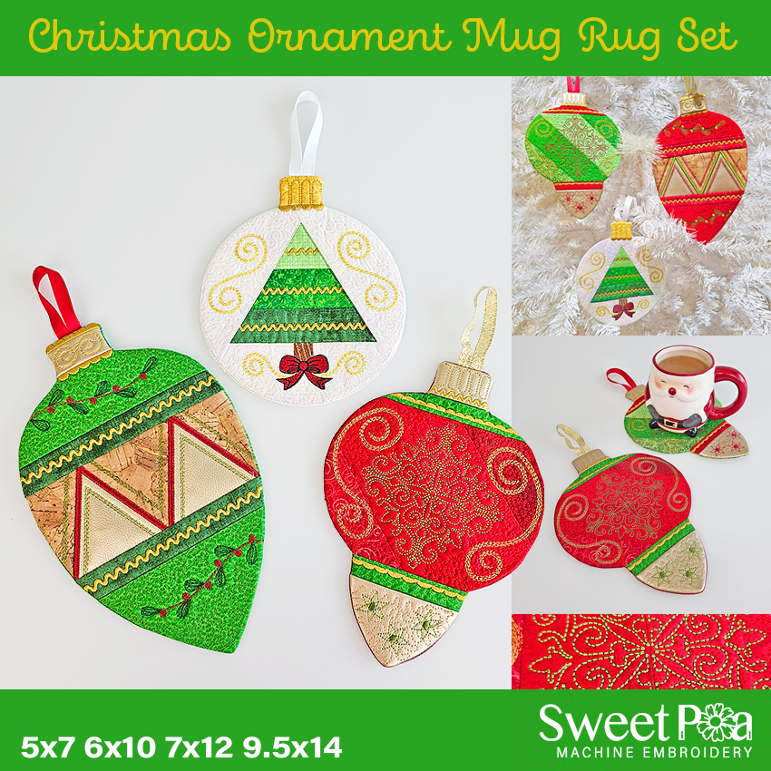 Christmas Ornament Mug Rug Set