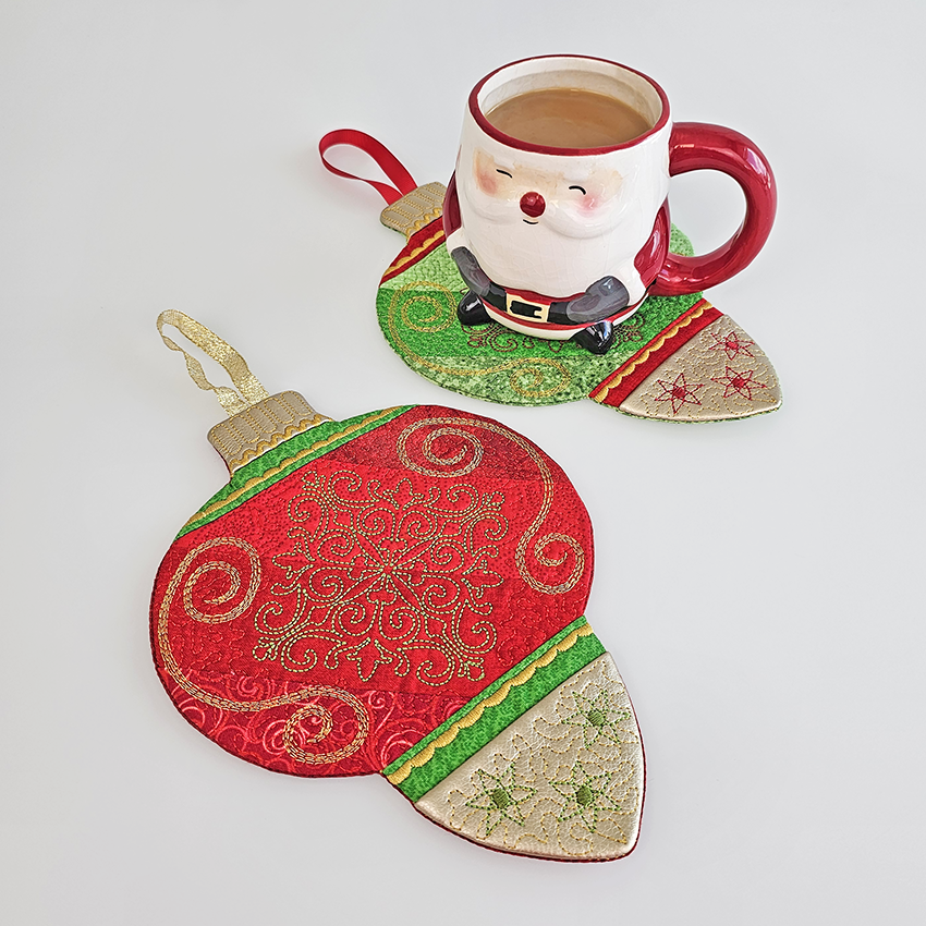 Christmas Ornament Mug Rug Set