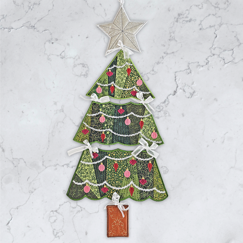 Christmas Tree Hanger 5x7 6x10 7x12 9.5x14 - Sweet Pea In The Hoop Machine Embroidery Design