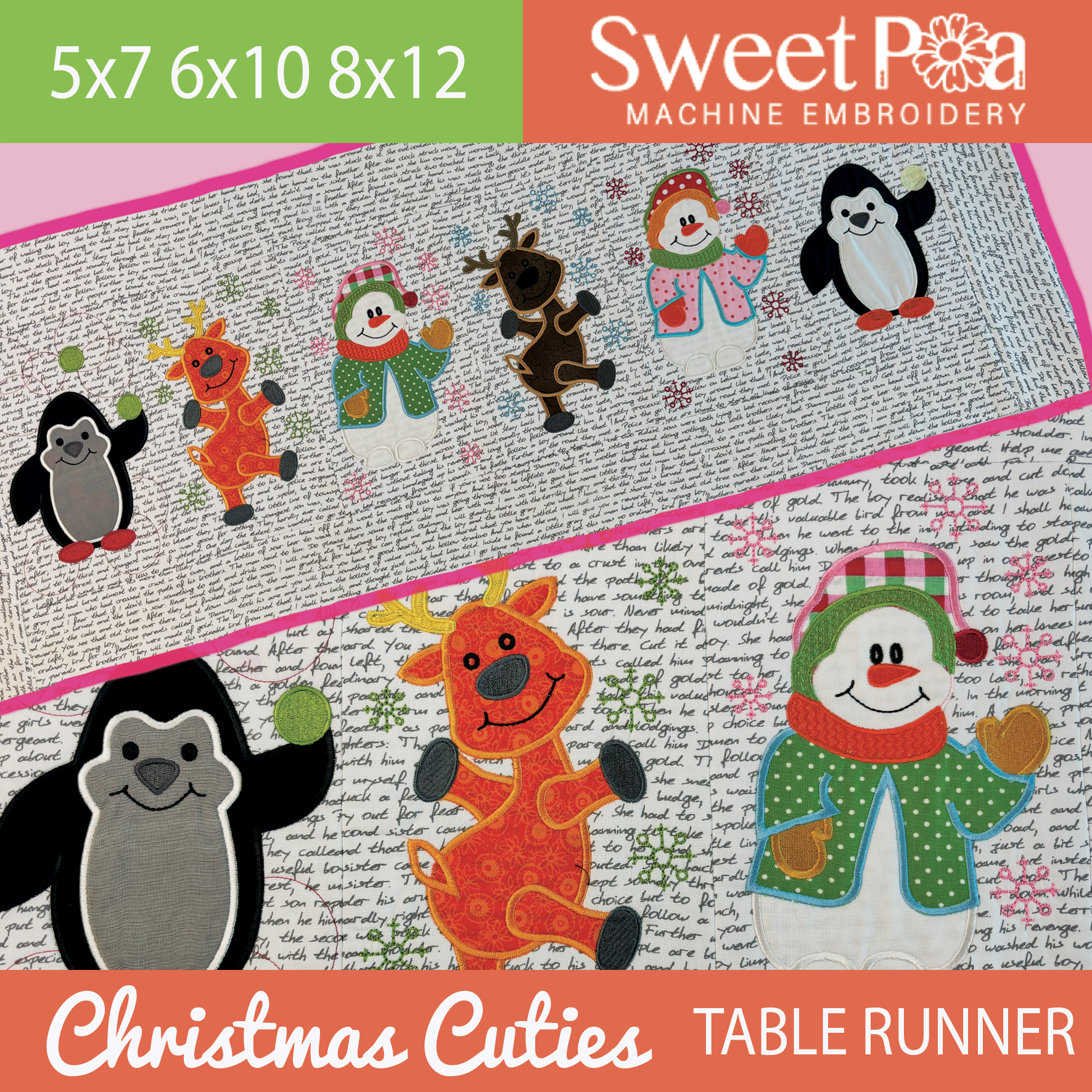 Christmas cuties table runner 5x7 6x10 8x12