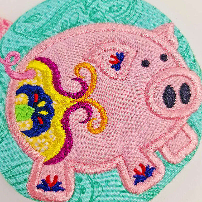 Folk Art Pig Purse 4x4 5x5