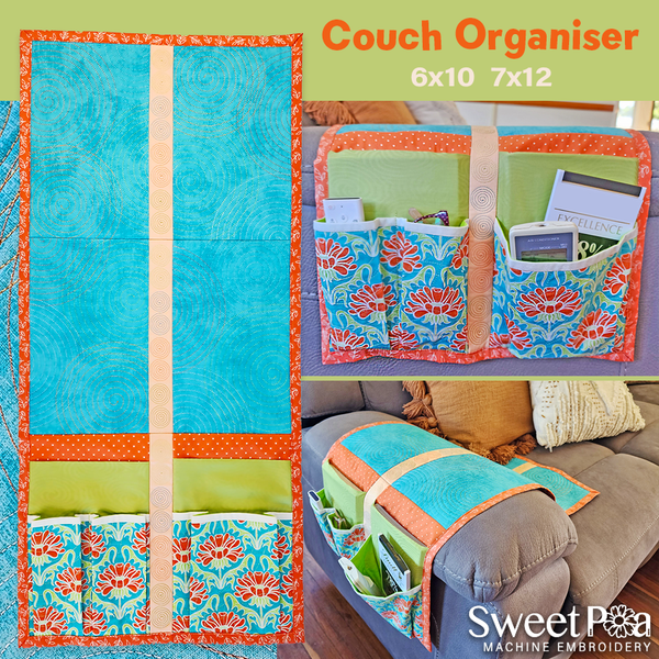 Couch Organiser 6x10 7x12 - Sweet Pea In The Hoop Machine Embroidery Design