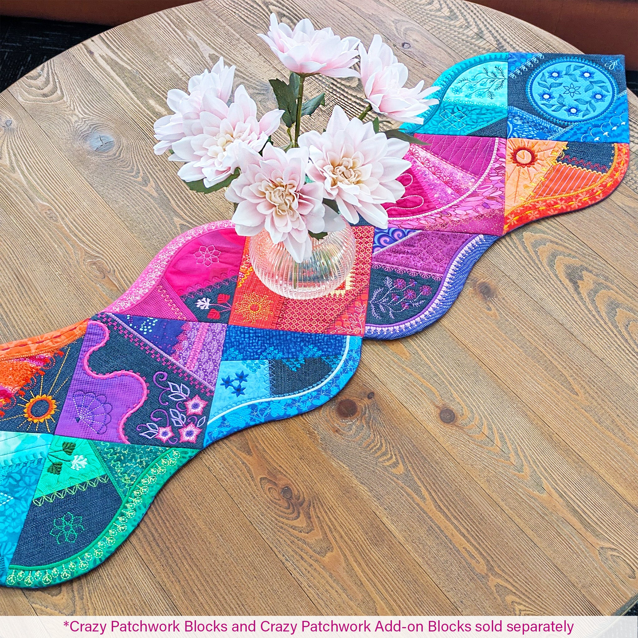 Crazy Patchwork Runner In the hoop machine embroidery designs