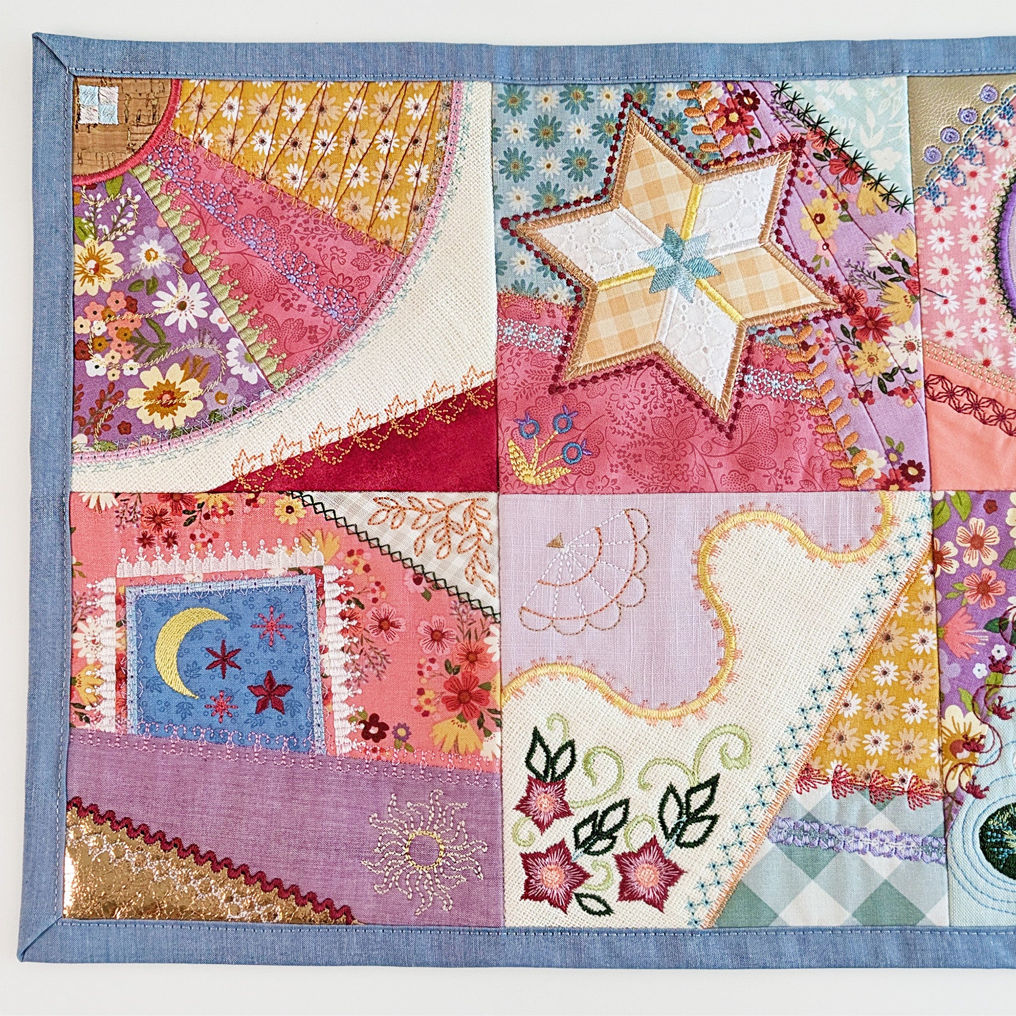 Crazy Patchwork Runner Machine Embroidery Design