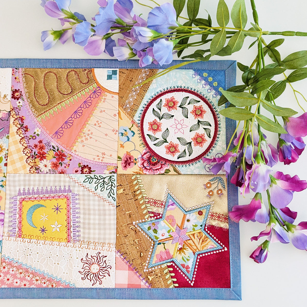 Crazy Patchwork Runner Machine Embroidery Design