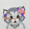 Cute Embroidered Kitten With Flowers 5x5 6x6 7x7 8x8 - Sweet Pea In The Hoop Machine Embroidery Design