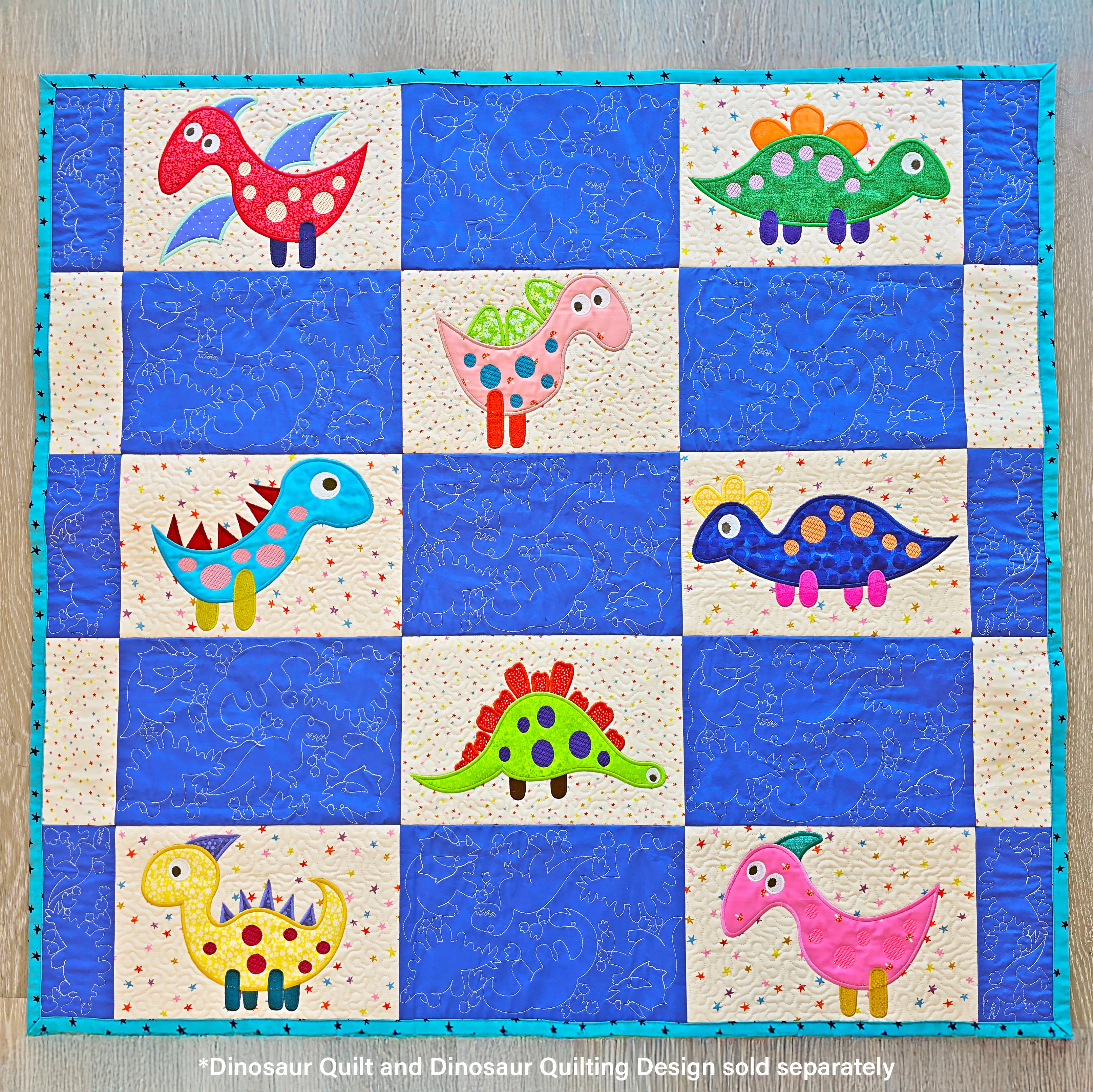 Dinosaur Quilt In the hoop machine embroidery designs