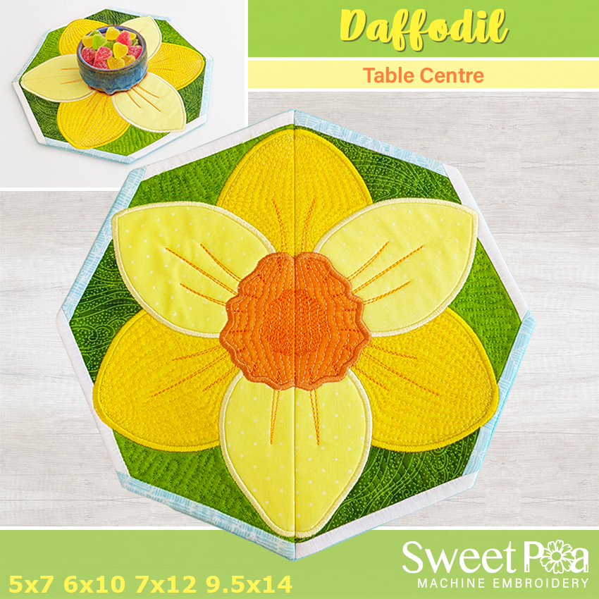 Daffodil Table Centre 5x7 6x10 7x12 9x14 In The Hoop