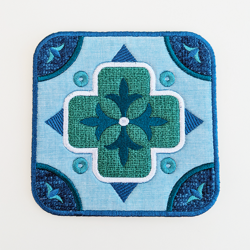 Decorative Tile Coasters In The Hoop Design
