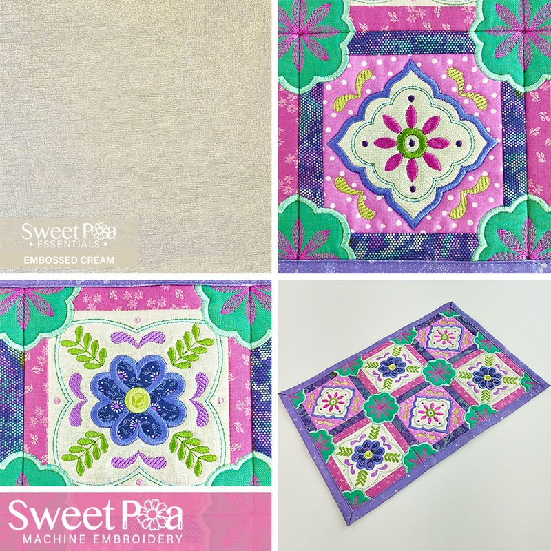 Decorative Tile Placemat In The Hoop Design