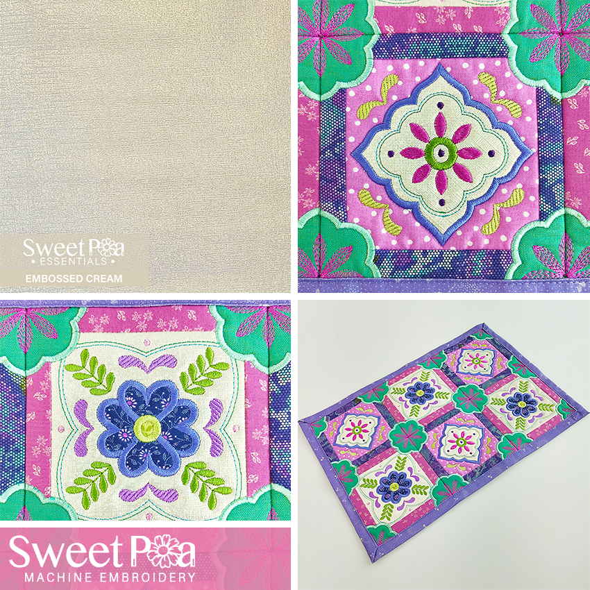 Decorative Tile Placemat and Sweet Pea Essentials used