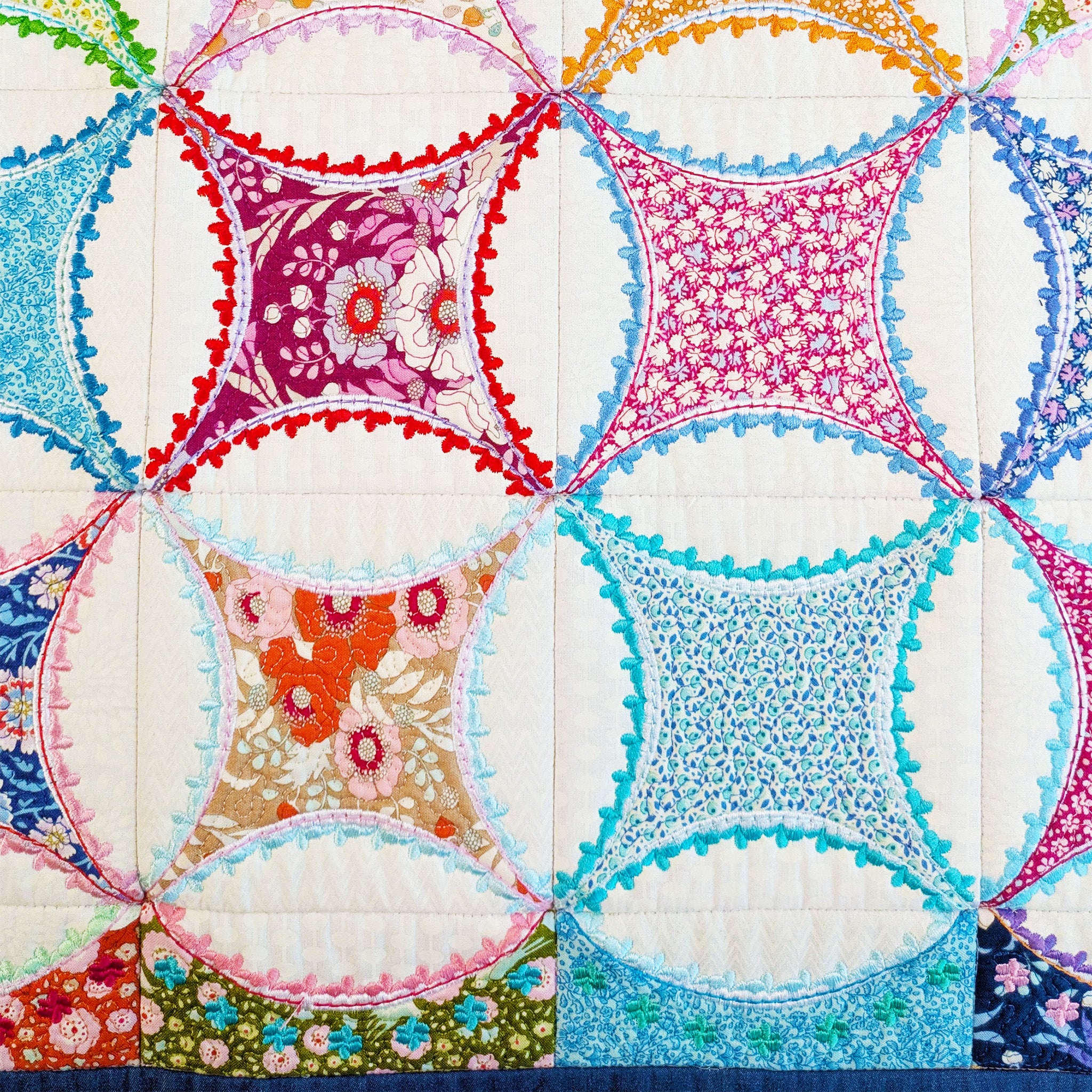Designer Cathedral Windows Quilt In the hoop machine embroidery designs