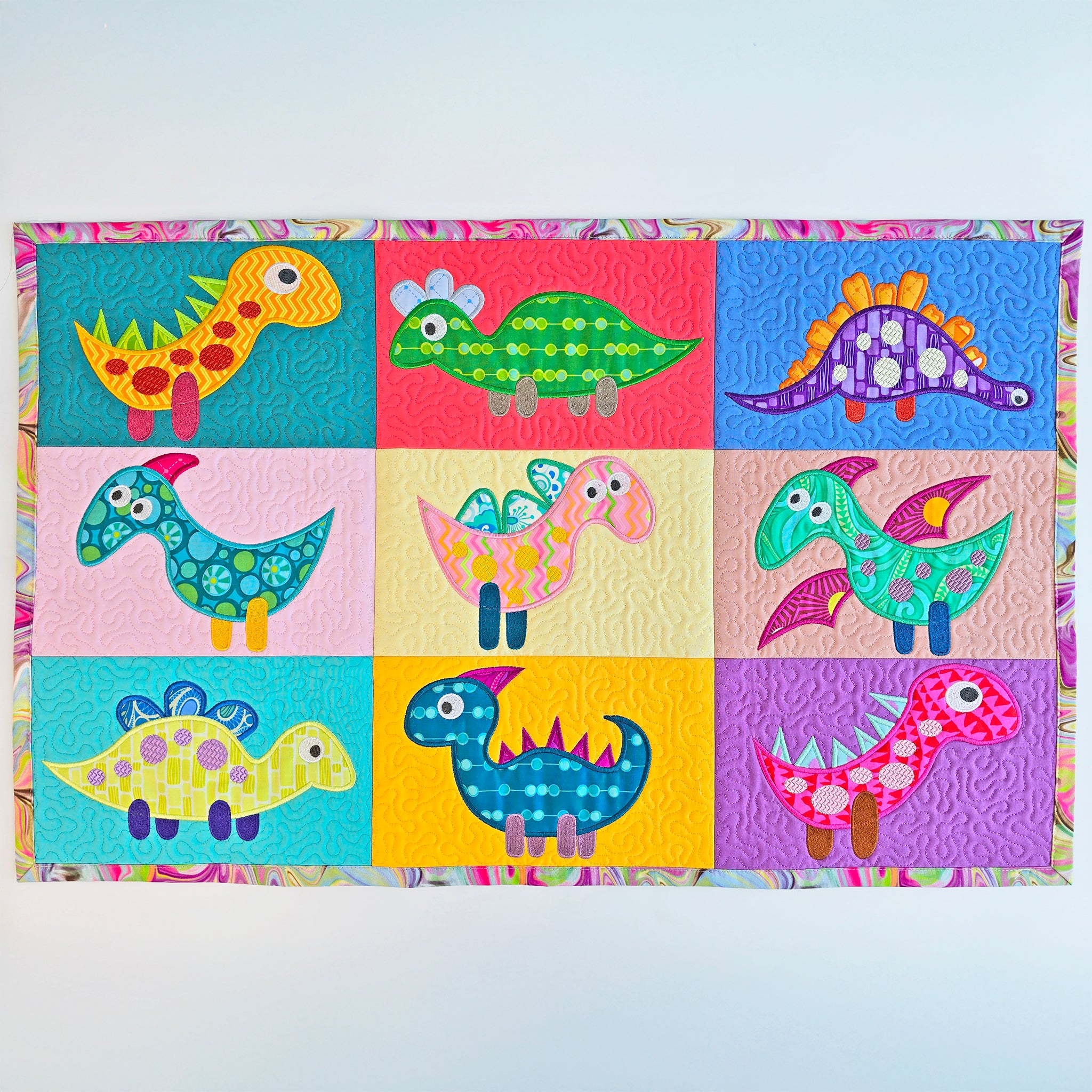 Dinosaur Quilt In the hoop machine embroidery designs