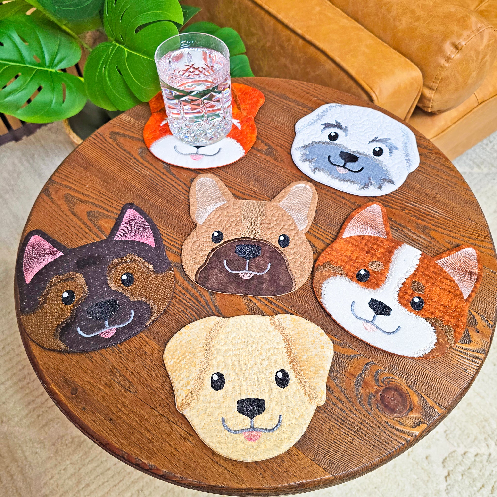 Dog Coasters In the hoop machine embroidery designs