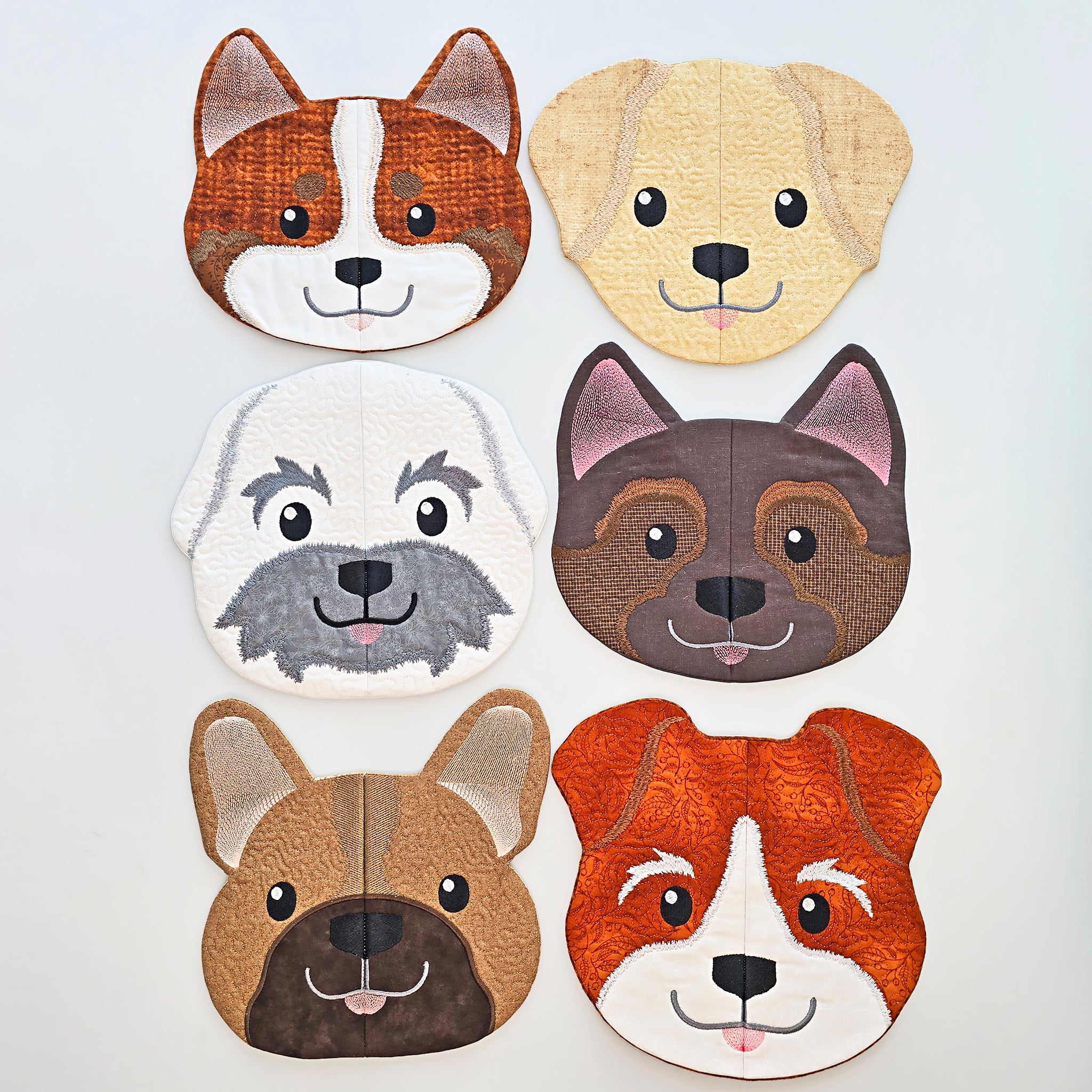 Dog Placemats In the hoop machine embroidery designs